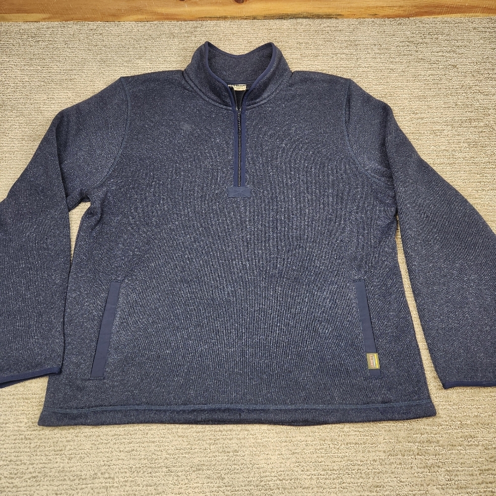 L.L. Bean 1/4 Zip Sweater Fleece Lined Pullover Mens XL Navy Thick Warm Layer
